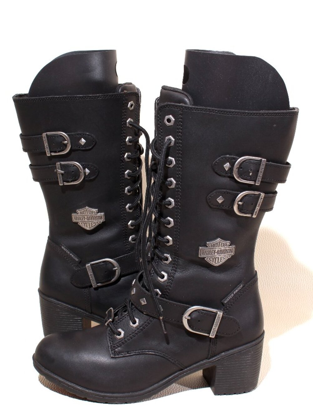 Womens Harley Davidson Aldale Sz 8.5 M Black Waterproof Motorcycle Boots D87162